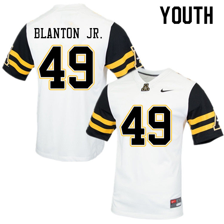 Youth #49 Nate Blanton Jr. Appalachian State Mountaineers College Football Jerseys Sale-White